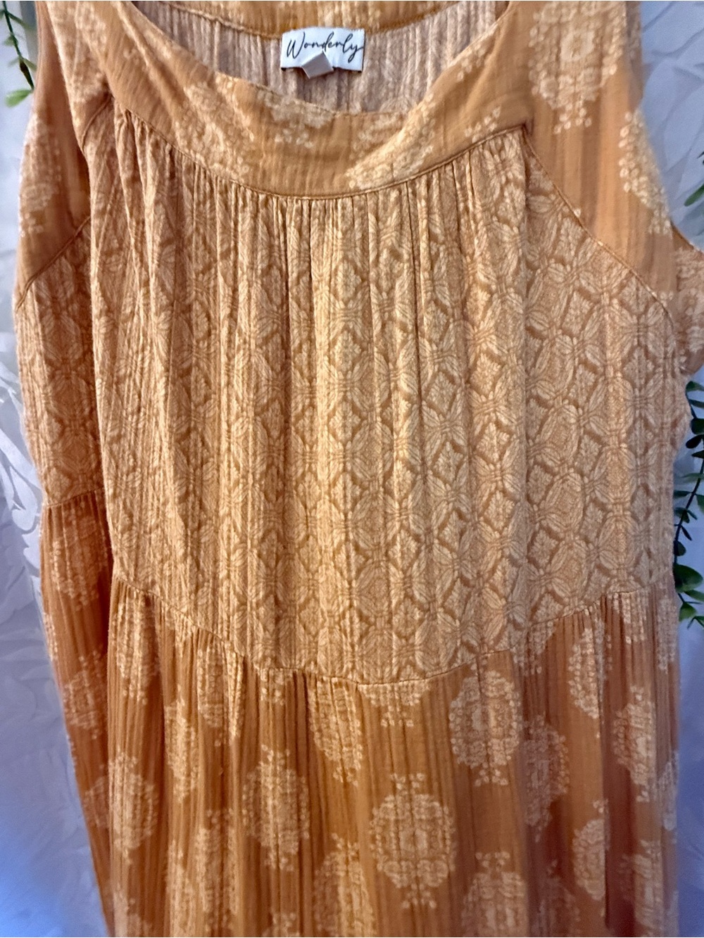 Wonderly Mustard Floral-Print Smocked Midi Dress XXL Sundress - Picture 5 of 5
